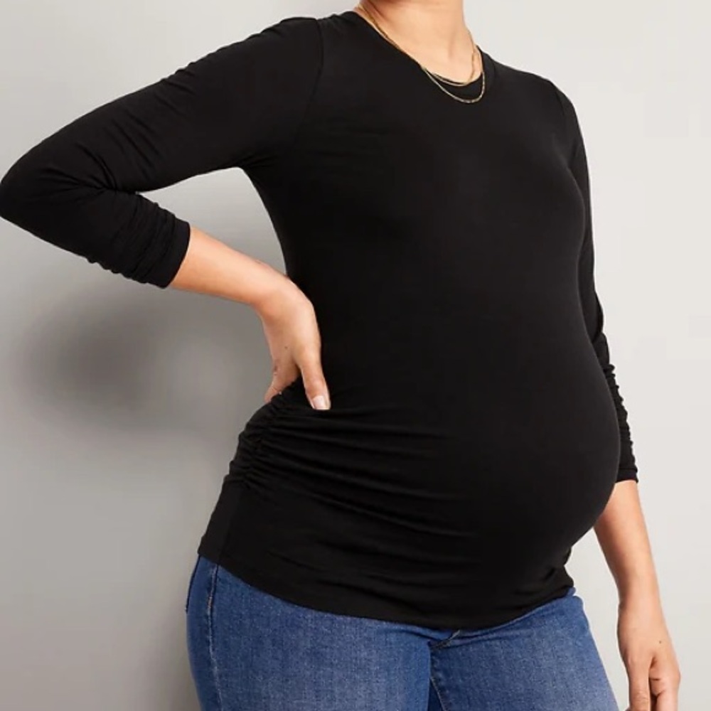 Old Navy Maternity EveryWear Fitted Long-Sleeve T-Shirt - black/medium